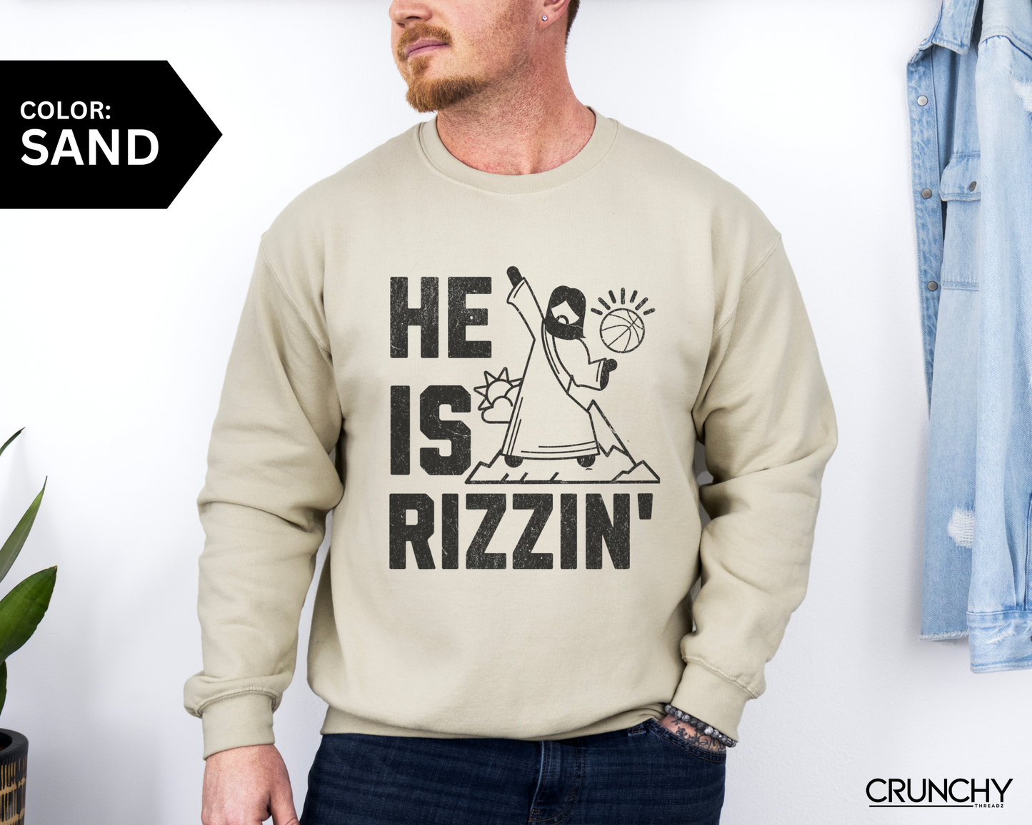 He Is Rizzin Basketball Jesus Sweatshirt