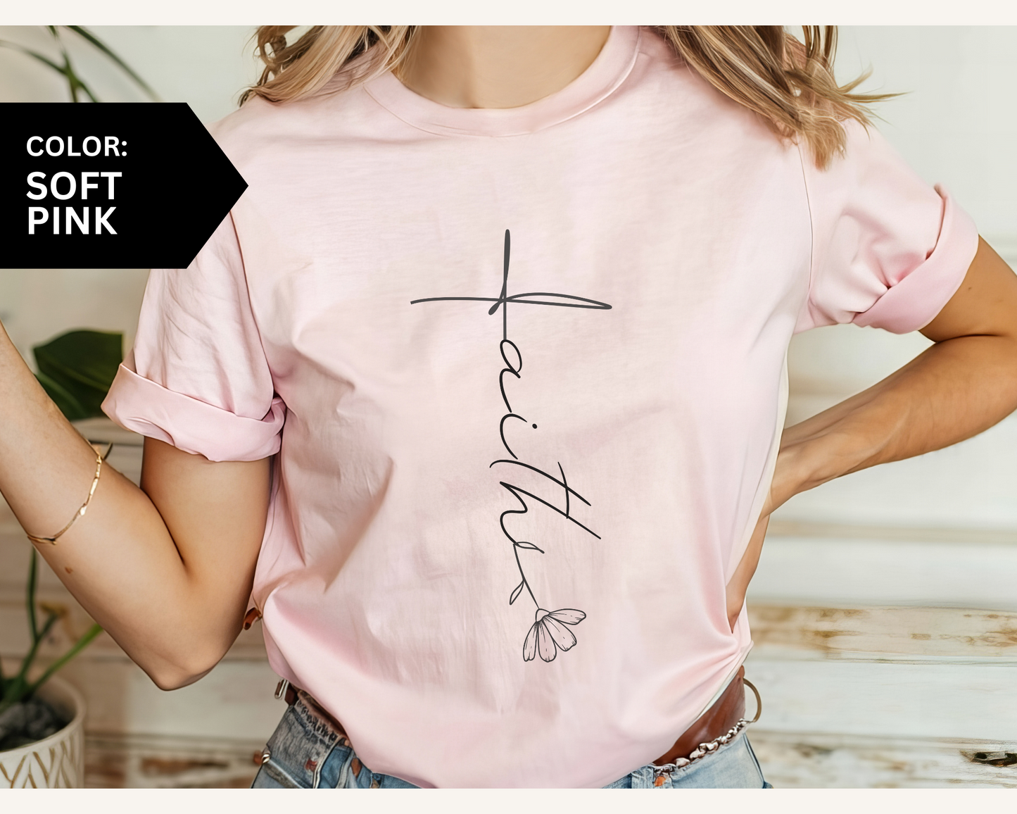 Faith Floral Cross Christian Shirt